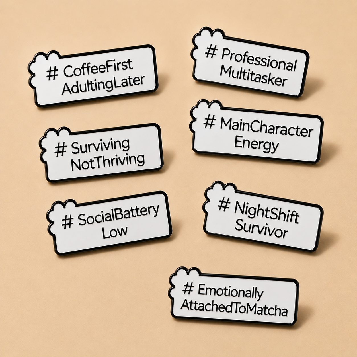 Personality Hashtag Pins Collection