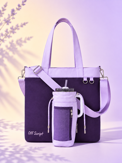 Off Script Handcrafted Giant Water Bottle Tote Bag - Lavender Crush