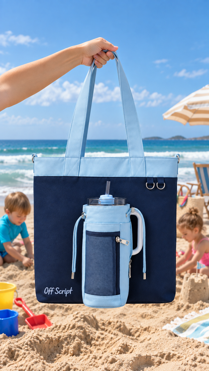 Off Script Handcrafted Giant Water Bottle Tote Bag - Ocean Rebel
