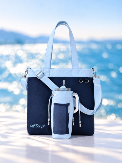 Off Script Handcrafted Giant Water Bottle Tote Bag - Ocean Rebel