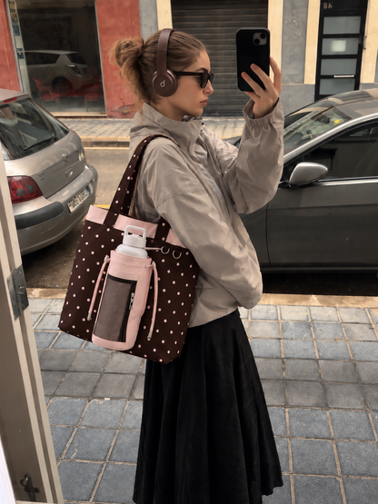 Limited Edition｜Blushing Cocoa🤎🌸 - Off Script Handcrafted Giant Water Bottle Tote Bag