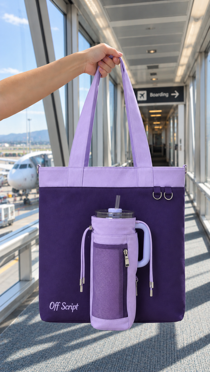 Off Script Handcrafted Giant Water Bottle Tote Bag - Lavender Crush