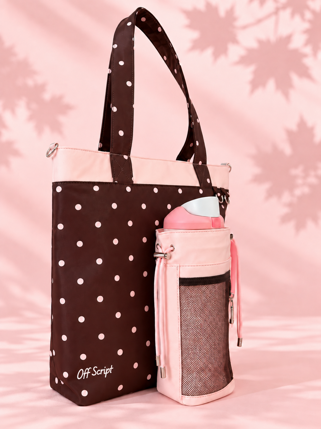 Limited Edition｜Blushing Cocoa🤎🌸 - Off Script Handcrafted Giant Water Bottle Tote Bag