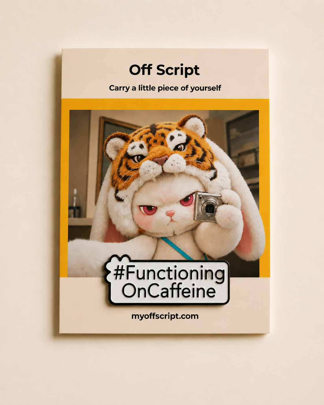 #FunctioningOnCaffeine, Coffee Lover Metal Pin, Personality Metal Pin for Tote Bags & Backpacks