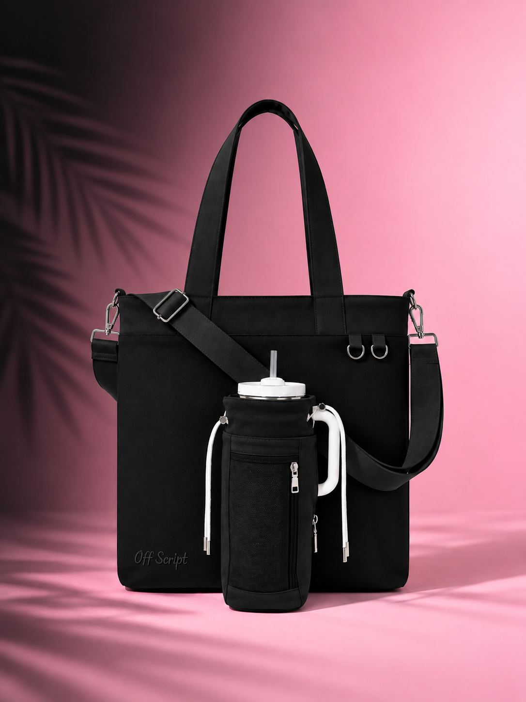 Off Script Handcrafted Giant Water Bottle Tote Bag - Midnight Muse