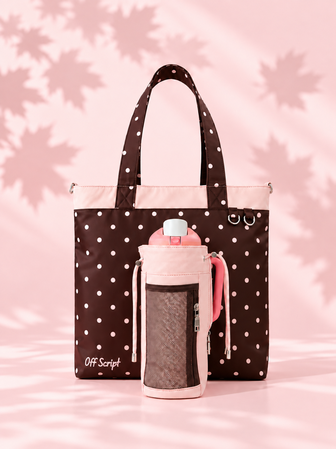 Limited Edition｜Blushing Cocoa🤎🌸 - Off Script Handcrafted Giant Water Bottle Tote Bag