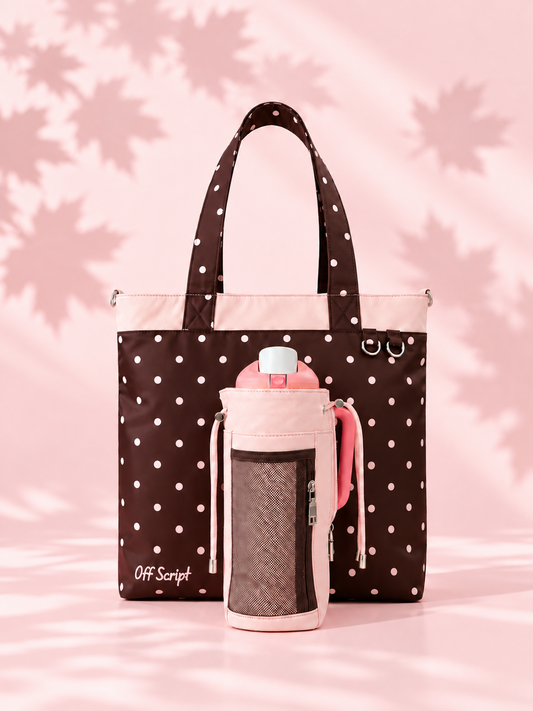 Limited Edition｜Blushing Cocoa🤎🌸 - Off Script Handcrafted Giant Water Bottle Tote Bag