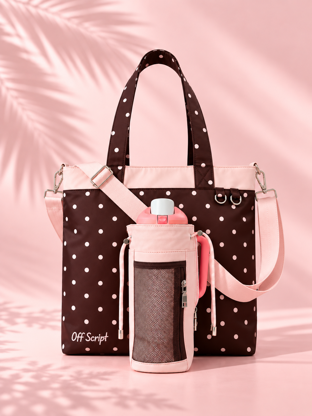 Limited Edition｜Blushing Cocoa🤎🌸 - Off Script Handcrafted Giant Water Bottle Tote Bag