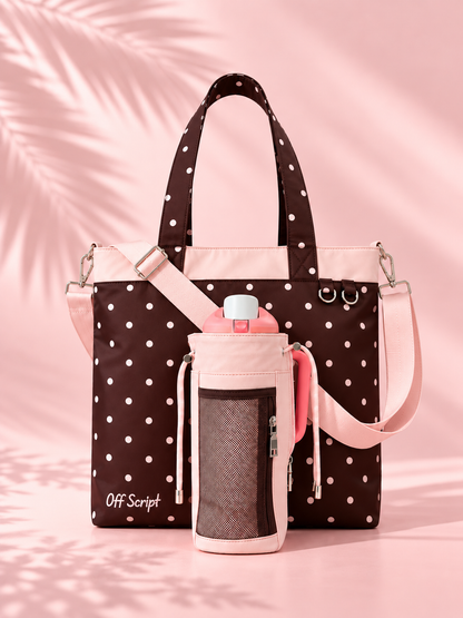 Limited Edition｜Blushing Cocoa🤎🌸 - Off Script Handcrafted Giant Water Bottle Tote Bag