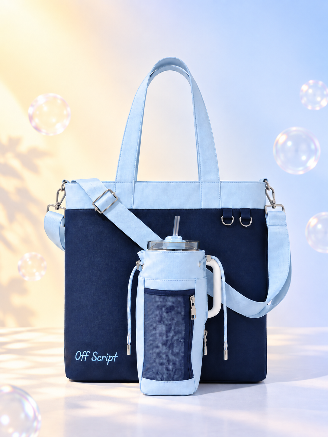 Off Script Handcrafted Giant Water Bottle Tote Bag - Ocean Rebel