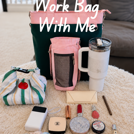 Pack my work tote with a laptop, 40oz water bottle and everyday work essentials
